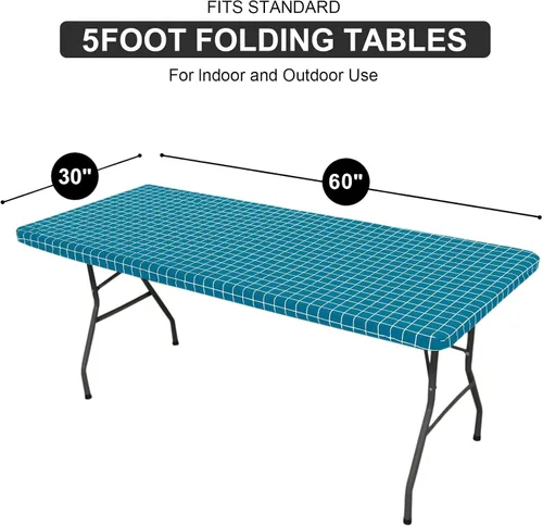 Vista 348 de Mantel rectangular, manteles de plástico elásticos ajustables con parte trasera de franela para mesas de 4 pies, manteles de vinilo impermeables