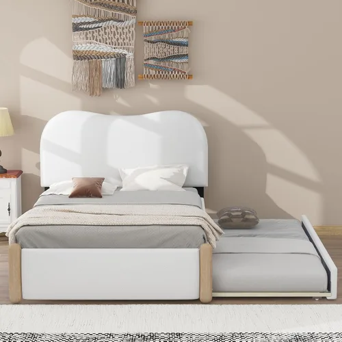 Vista 53 de SOFTSEA Cama de plataforma tapizada tamaño Queen con cajón de almacenamiento, marco de cama tapizado con cabecera con respaldo de alas, soporte