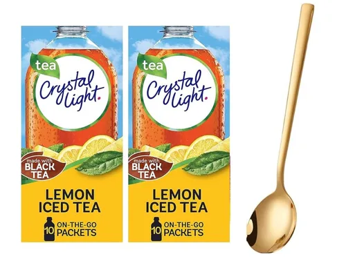 Vista 2 de Crystal Light On The Go Mezcla de Bebida - Dos (2) Paquetes de 10 unidades cada uno - Sin Azúcar, Refresco Bajo en Calorías con una Cuchara
