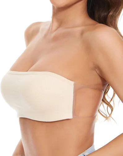 Vista 2 de JUST BEHAVIOR Brasier con realce de espalda descubierta, sin tirantes, reutilizable, adhesivo de elevación para uso diario, para mujer con encaje