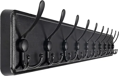 Vista 28 de SKOLOO Perchero de pared montado en la pared de estilo rústico: Perchero de pared de pino de madera auténtica de 40,6 cm de orificio a orificio