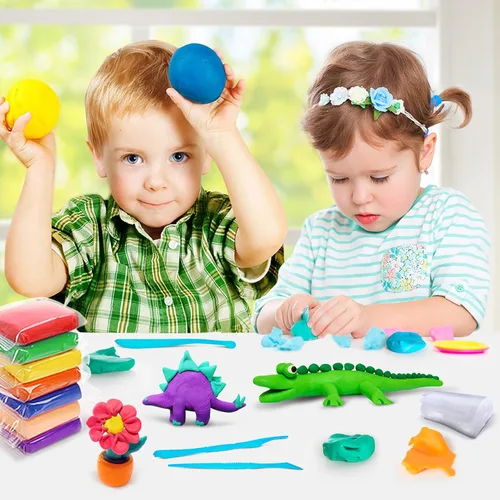 Vista 6 de Arcilla seca al aire en 24 colores, arcilla para modelar para niños, arcilla mágica de moldeo de bricolaje, regalo para niños y niñas