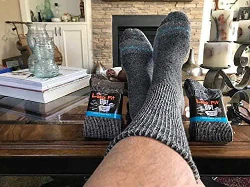 Vista 4 de Loose Fit Stays Up Paquete de 2 calcetines de lana merina para hombre y mujer Marled