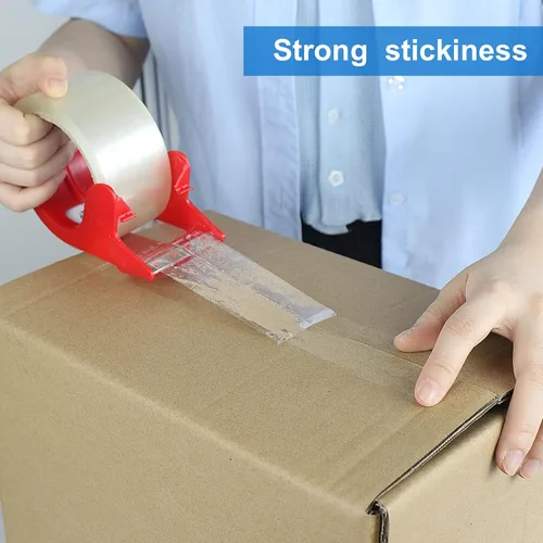 Vista 6 de BOMEI PACK - Cinta de embalaje transparente resistente, 2 rollos con dispensador recargable, cinta de embalaje silenciosa de 4,8 cm x 50 m, cinta