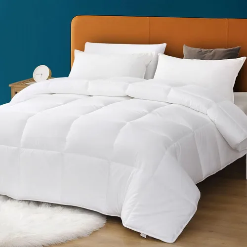 Vista 2 de Relleno de edredón ligero tamaño Queen, edredón alternativo con cubierta de algodón ultra suave, edredón de cama refrescante para personas que