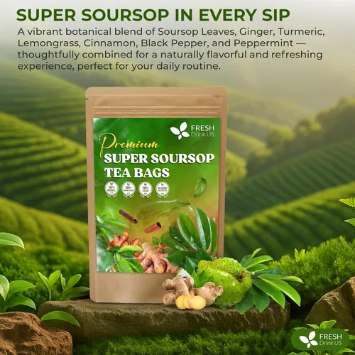 Vista 762 de FreshDrinkUS, 135 bolsas de té de jengibre y cúrcuma premium, ingredientes 100% naturales, mezcla hecha a mano de té de hierbas de cúrcuma