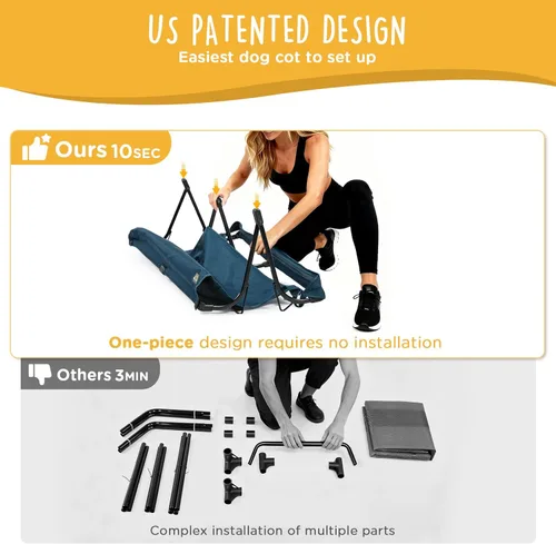 Vista 2 de CANINE CANYON Daisy Cot, Cama Elevada Plegable Mediana para Perro, Cama Portátil Elevada para Exteriores Plegable para Perro, Refrescante, A Prueba