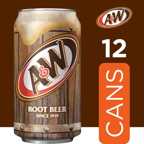 Vista 3 de A&W Root Beer Soda, latas de 12 onzas líquidas, paquete de 12