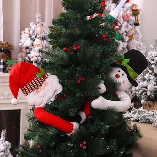Vista 6 de Decoración de muñeco de nieve de Papá Noel de felpa para decoración de árbol de Navidad, A, Clásico