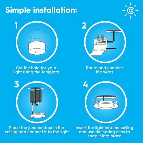 Vista 7 de GE CYNC Reveal HD+ Wafer Smart LED Downlight Fixture, luces que cambian de color, luces LED WiFi y Bluetooth, 16 vatios, compatible con Alexa