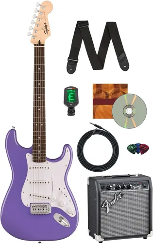 Vista 31 de Fender Squier Sonic Stratocaster - Paquete Surf Green con amplificador Frontman 10g, bolsa de concierto, cable, correa, afinador, púas y DVD