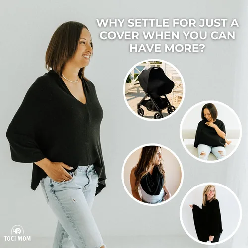 Vista 8 de Poncho transpirable para lactancia – Elegante bufanda multiusos para lactancia materna, funda de asiento de coche y manta de bebé para madres