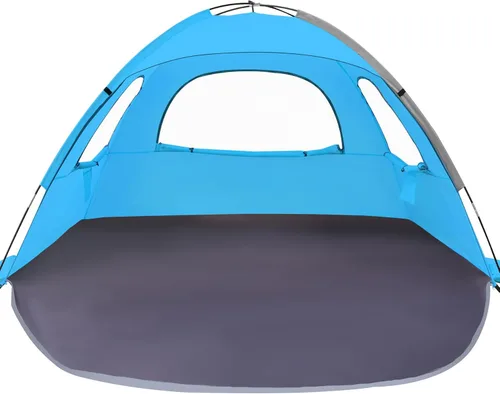 Vista 18 de WhiteFang - Tienda de campaña portátil con protección contra los rayos UV para la playa, refugio del sol para 3/4/6/8 personas, piso extensible