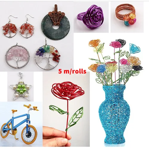 Vista 2 de Alambre de entrenamiento de bonsái de aluminio anodizado de 200 '' - 4 colores opcionales/bronce/ rojo, anti y resistente (bronce)