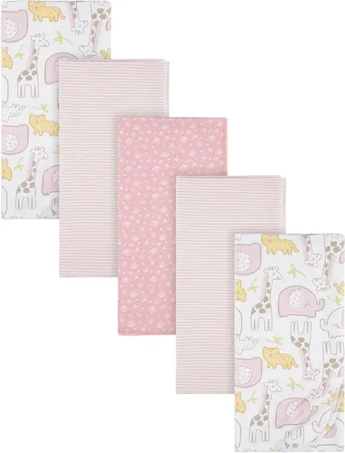 Vista 9 de Gerber Niñas Manta de Flanela 100% Algodón para Recién Nacidos, Bebés y Niños Pequeños, Swaddle, Arcoíris Rosa, Paquete de 5