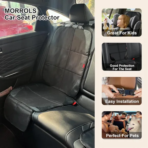 Vista 5 de MORROLS Protector de asiento de automóvil para asientos infantiles, 1 cojín de asiento de automóvil, fundas de asiento de automóvil de tela