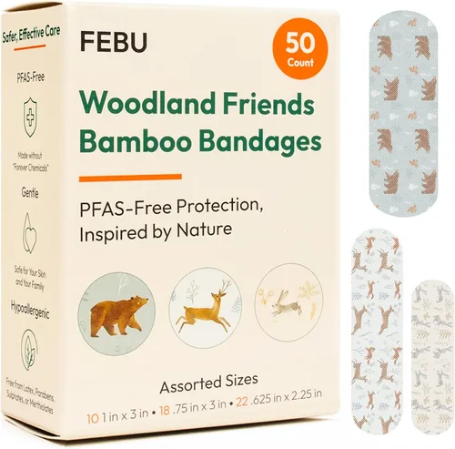 Vista 12 de FEBU Vendajes de bambú grandes ecológicos Vendajes sin PFAS para rasguños y cortes Vendaje de tela flexible Vendaje totalmente compostable