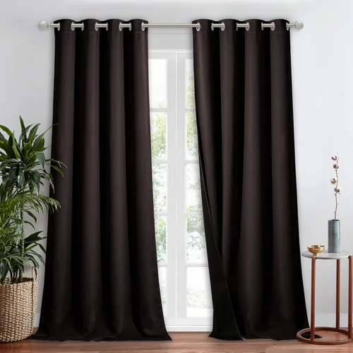 Vista 69 de NICETOWN Cortinas 100 % opacas con aislamiento térmico, panel de cortina deslizante de rendimiento que reduce el ruido con forro negro, bloqueo