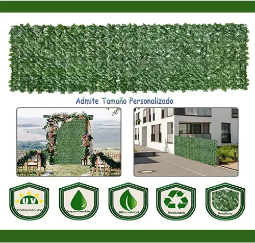 Vista 6 de Artificial Ivy Privacy Fence Screen Greenery Wall 2x2m/6.56x6.56ft,Fake Vine Panel,Garden Wall Covering Fake Leaves Trellis Artificial Leaves