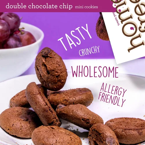 Vista 4 de Homefree Mini caja doble de galletas con chispas de chocolate, sin gluten, sin nueces, vegano, seguro para la escuela y apto para alérgicos, caja