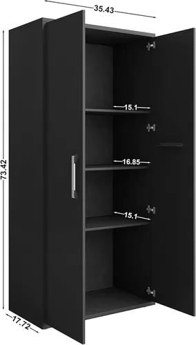 Vista 86 de Manhattan Comfort Eiffel - Armario de garaje con ruedas de 28.35 pulgadas con 1 cajón, puertas de cierre suave y 2 espacios para estanterías