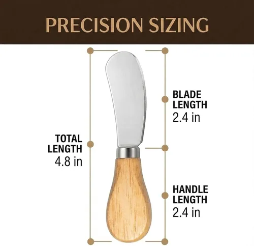 Vista 2 de Pequeños cuchillos esparcidores de queso, mango de madera, 5 pulgadas, cuchillos de cóctel de acero inoxidable para condimentos, queso, mantequilla