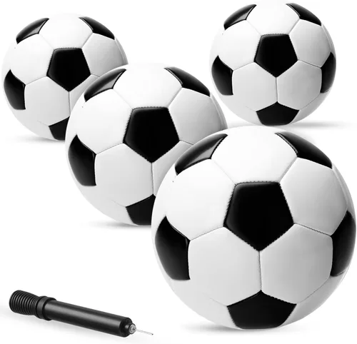 PlayBolt Black & White Soccer Balls - Sizes 2, 3, 4, 5, Pack of 1 or 4 Negro y blanco