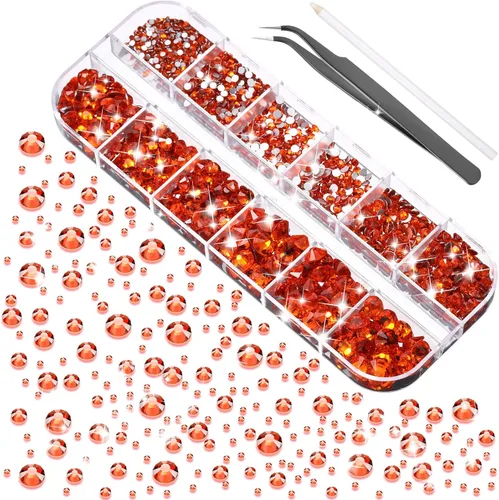 Vista 9 de TecUnite 2000 piezas de diamantes de imitación con reverso plano, 6 tamaños (1.5-6 mm), diamantes de imitación de cristal redondos con herramientas