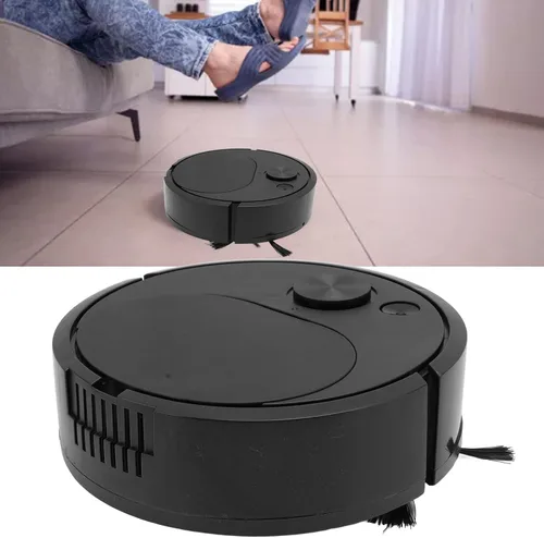 Vista 5 de Mini robot aspirador barrido robot para alfombra de piso, negro