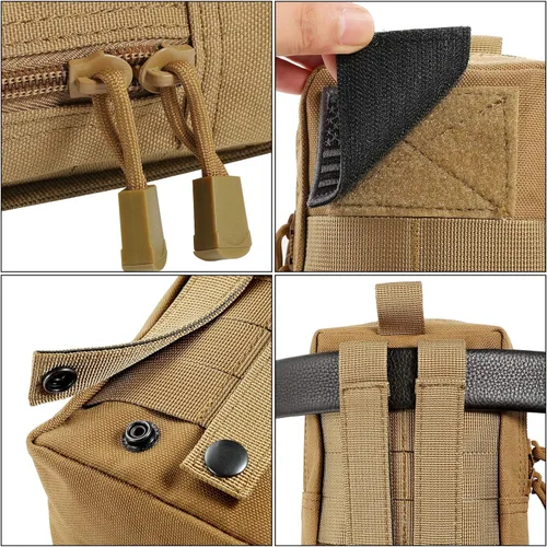 Vista 3 de FRTKK Paquete de 2 bolsas Molle – Bolsa táctica compacta resistente al agua EDC bolsa pequeña de utilidad