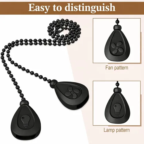 Vista 2 de Patelai 4 Pieces Ceiling Fan Pull Chain Extender Ornament 12 Inch Ceiling Pull Chain Extension Classic Drop Shaped Pendant Beaded Ball Cord for Fan