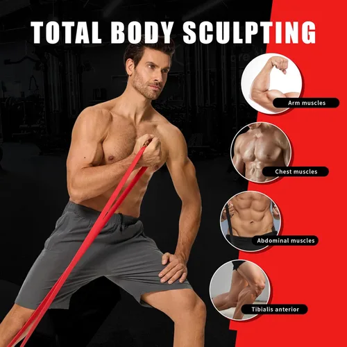 Vista 5 de Bandas de resistencia profesional, juego de bandas de asistencia para dominadas con anclaje de puerta, bandas de entrenamiento de ejercicio