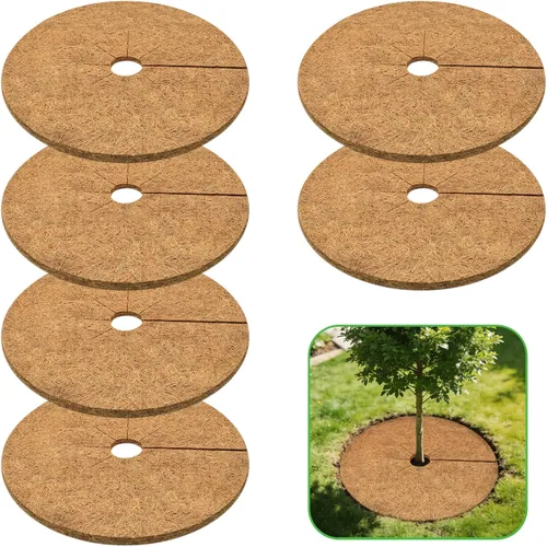 Vista 8 de ZeeDix Paquete de 3 anillos de mantillo de fibra de coco, 11.8 pulgadas de fibra de coco, tapete de mantillo de árbol de coco 100% natural