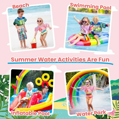 Vista 5 de Toddler Puddle Floaties Jumper for 20 30-50 Pounds, Kids Swim Vest Jacket with Adjustable Strap, Beach Sea Pool Toddler Swimming Floaties Jacket for