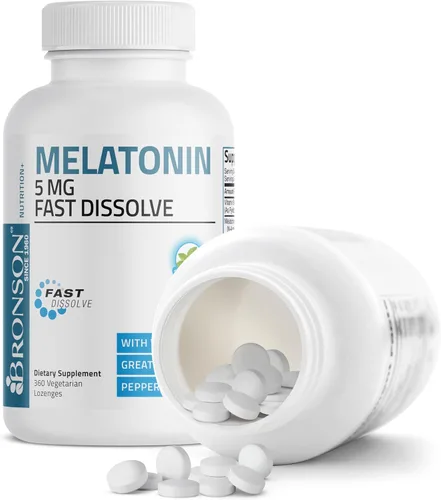 Vista 6 de Bronson Melatonina 5 mg tabletas de menta de disolución rápida con vitamina B6 - Promueve la relajación, 360 pastillas masticables vegetarianas