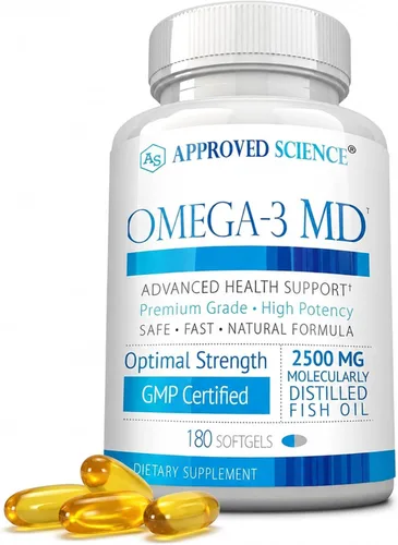 Omega-3 MD - Suplemento EPA y DHA - Aceite de pescado Omega 3 de 2500 mg para la salud del corazón, apoyo cerebral, comodidad articular y bienestar