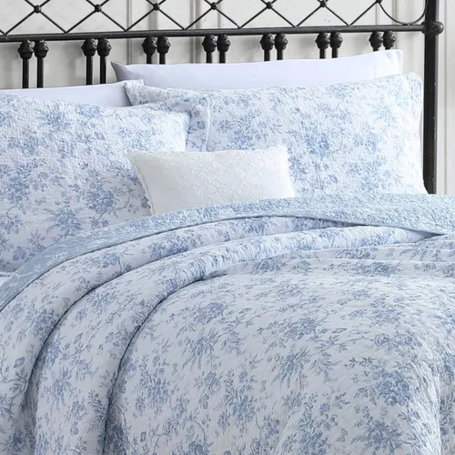 Vista 5 de Laura Ashley Home - Juego de edredón individual, ropa de cama reversible de algodón con flores, decoración del hogar para todas las estaciones