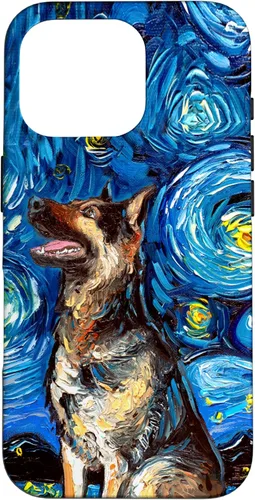 Vista 20 de German Shepherd Starry Night Dog Art by Aja Trier Case for iPhone 17