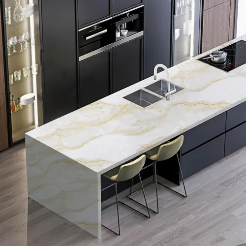 Vista 6 de Anmon Papel de contacto de mármol para despegar y pegar, película de vinilo grueso autoadhesiva impermeable, rollo de granito sintético extraíble