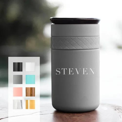 Personalized Insulated Stainless Steel Coffee Tumbler 16oz and 12oz with Ceramic Lid - Premium Quality Double Wall Vacuum Elemental Tumbler - BEST
