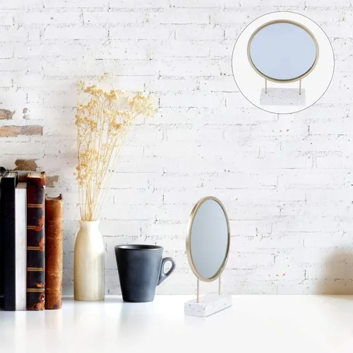 Vista 8 de Healifty Espejo cosmético para encimera, multifunción, espejo de maquillaje de escritorio, espejo de tocador para dormitorio y hogar (dorado)