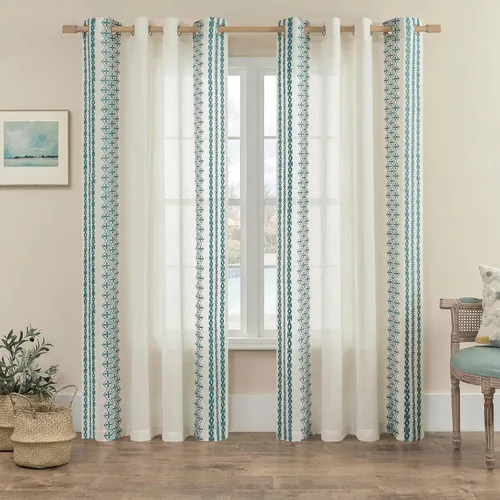 Vista 9 de Cortinas de Lino Natural de 63 Pulgadas de Largo, Juego de 2 Paneles para Sala de Estar y Dormitorio, Cortinas Semitransparentes con Ojales que