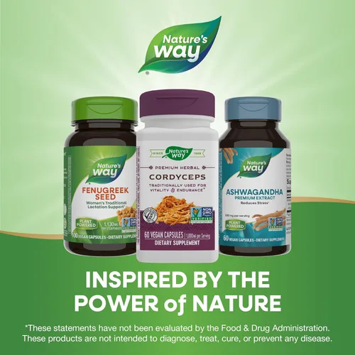 Vista 6 de Nature's Way Cordyceps herbales premium 1000 mg por porción 60 Vcaps