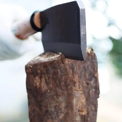 Vista 4 de KAKURI Herramienta japonesa NATA pequeña hacha de 5.3 pulgadas [doble biselado] fabricada en Japón, hacha japonesa de división de madera para leña