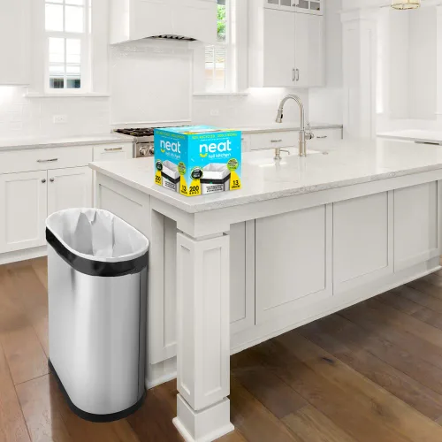 Vista 3 de Neat Tall Kitchen - Bolsas de basura con cordón de 13 galones (MEGA 200 unidades) - Triple capa fortificada, ecológica, 50% material reciclado