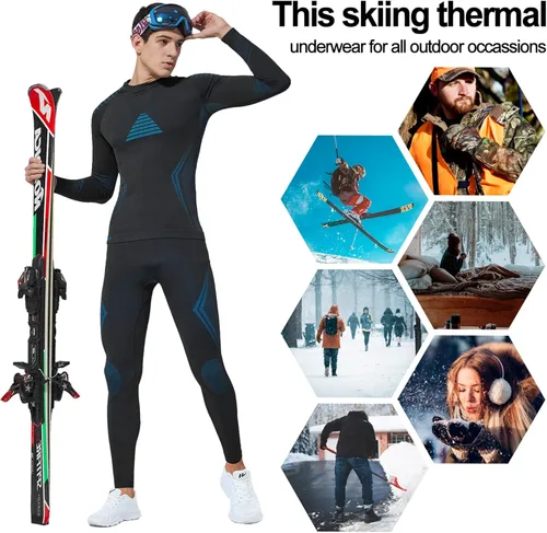 Vista 5 de UNIQUEBELLA - Ropa interior térmica para hombre con calzoncillos largos y forro polar de secado rápido y capa de base térmica
