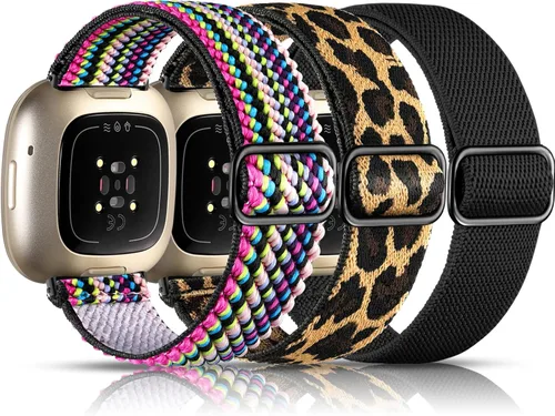 Vista 19 de Maledan Bandas Compatibles con Correas de Reloj Fitbit Versa 3/4 y Sense/Sense 2, Pulseras Deportivas de Tela Elástica Ajustable para Hombres