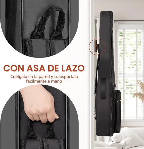 Vista 2 de CAHAYA Bolsa para guitarra acústica de 41 pulgadas, acolchado de 0.35 pulgadas de grosor, resistente al agua, correa de hombro doble ajustable