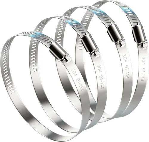 Vista 10 de NEBURORA Abrazadera de manguera de 3 pulgadas ajustable de acero inoxidable 304, paquete de 4 abrazaderas de engranaje helicoidal de 2.4 a 3.2