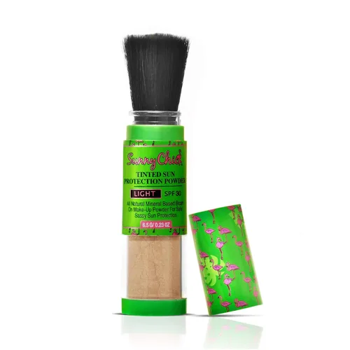 Protector solar natural en polvo, protector solar mineral tintado con pincel SPF30 .23 oz (ligero)